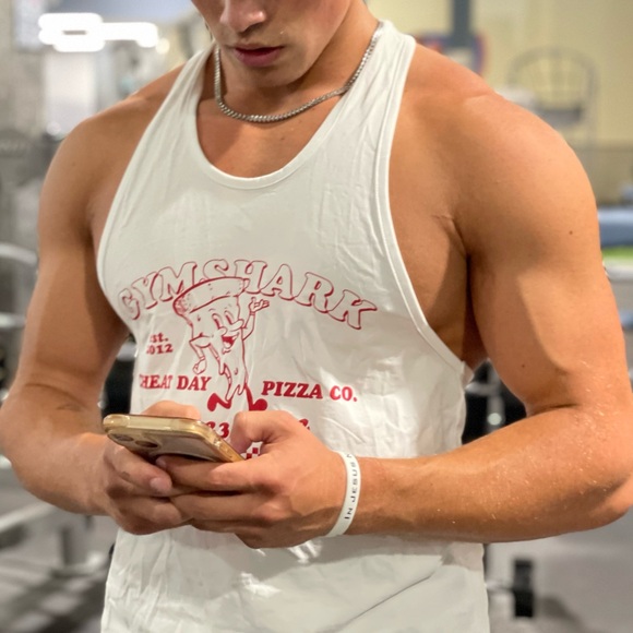 GYMSHARK TANK TOP SHIRT PIZZA COMPANY CHEAT DAY 2012 THE ORIGINAL BIG SLICE JOCK - Picture 5 of 16